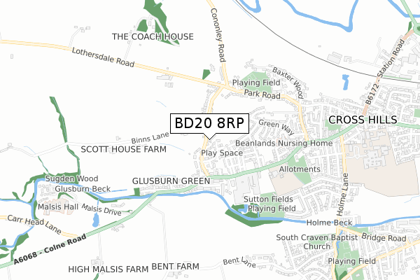 BD20 8RP map - small scale - OS Open Zoomstack (Ordnance Survey)