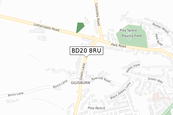 BD20 8RU map - large scale - OS Open Zoomstack (Ordnance Survey)