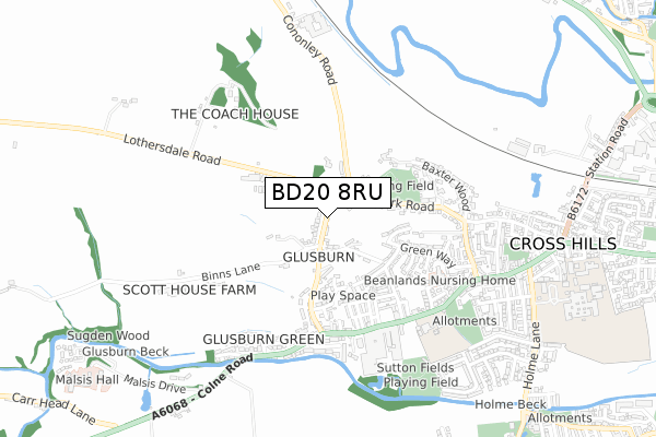 BD20 8RU map - small scale - OS Open Zoomstack (Ordnance Survey)