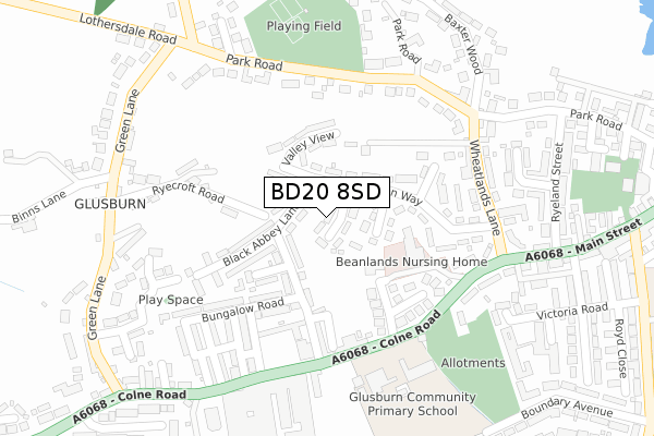 BD20 8SD map - large scale - OS Open Zoomstack (Ordnance Survey)