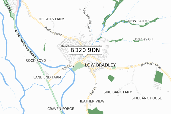 BD20 9DN map - small scale - OS Open Zoomstack (Ordnance Survey)