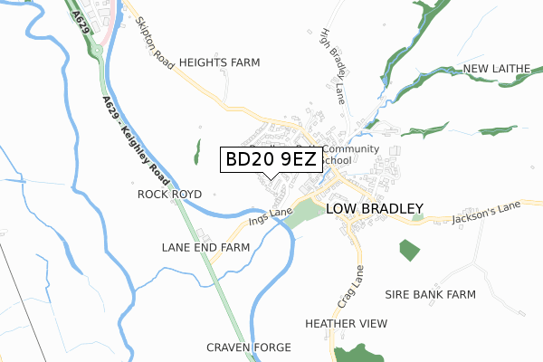 BD20 9EZ map - small scale - OS Open Zoomstack (Ordnance Survey)