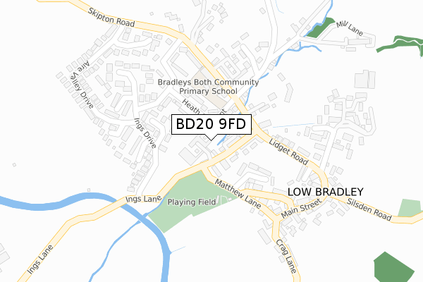 BD20 9FD map - large scale - OS Open Zoomstack (Ordnance Survey)