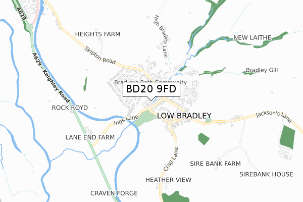 BD20 9FD map - small scale - OS Open Zoomstack (Ordnance Survey)