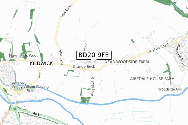 BD20 9FE map - small scale - OS Open Zoomstack (Ordnance Survey)