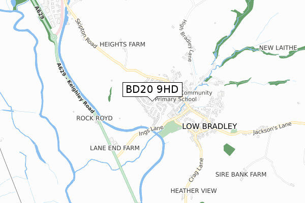 BD20 9HD map - small scale - OS Open Zoomstack (Ordnance Survey)