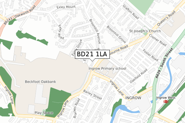 BD21 1LA map - large scale - OS Open Zoomstack (Ordnance Survey)