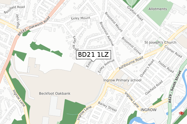 BD21 1LZ map - large scale - OS Open Zoomstack (Ordnance Survey)