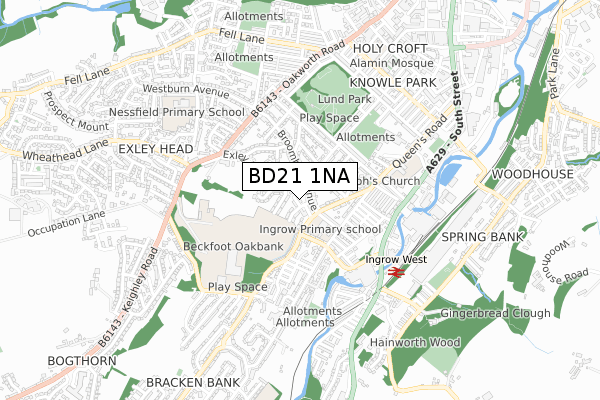 BD21 1NA map - small scale - OS Open Zoomstack (Ordnance Survey)