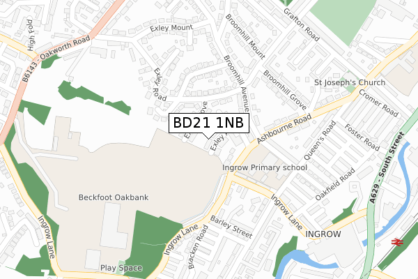 BD21 1NB map - large scale - OS Open Zoomstack (Ordnance Survey)