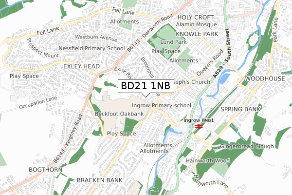 BD21 1NB map - small scale - OS Open Zoomstack (Ordnance Survey)