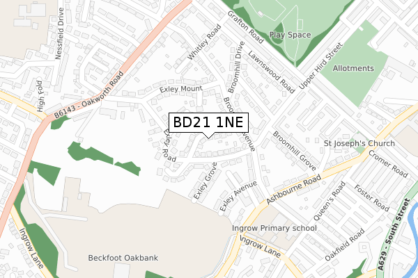 BD21 1NE map - large scale - OS Open Zoomstack (Ordnance Survey)