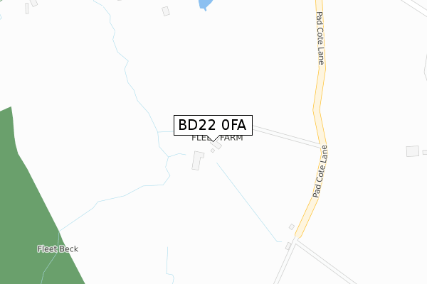 BD22 0FA map - large scale - OS Open Zoomstack (Ordnance Survey)