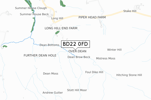 BD22 0FD map - small scale - OS Open Zoomstack (Ordnance Survey)