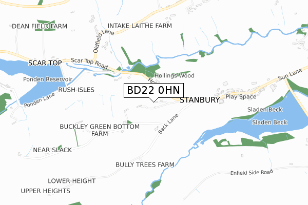 BD22 0HN map - small scale - OS Open Zoomstack (Ordnance Survey)