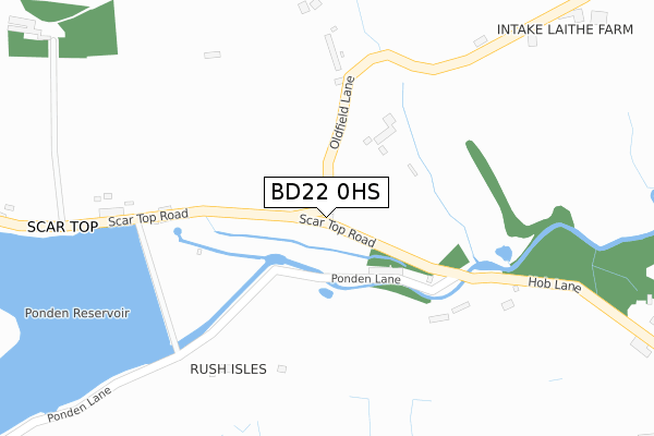 BD22 0HS map - large scale - OS Open Zoomstack (Ordnance Survey)