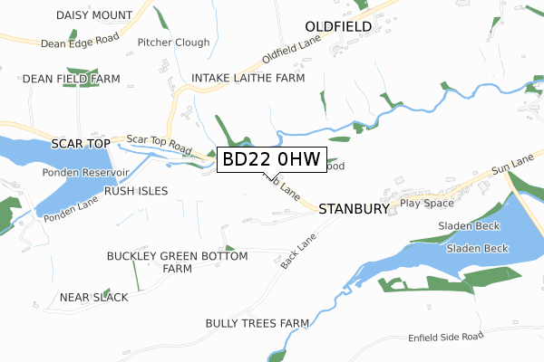 BD22 0HW map - small scale - OS Open Zoomstack (Ordnance Survey)