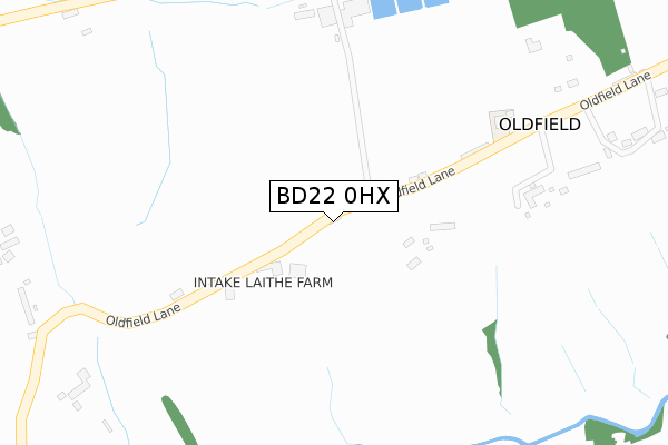 BD22 0HX map - large scale - OS Open Zoomstack (Ordnance Survey)