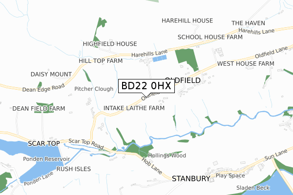 BD22 0HX map - small scale - OS Open Zoomstack (Ordnance Survey)