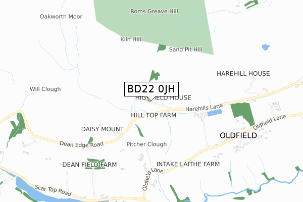 BD22 0JH map - small scale - OS Open Zoomstack (Ordnance Survey)