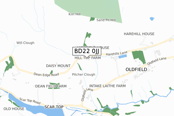 BD22 0JJ map - small scale - OS Open Zoomstack (Ordnance Survey)