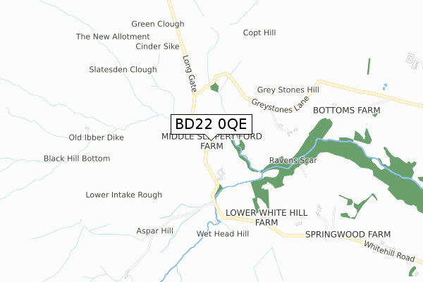 BD22 0QE map - small scale - OS Open Zoomstack (Ordnance Survey)