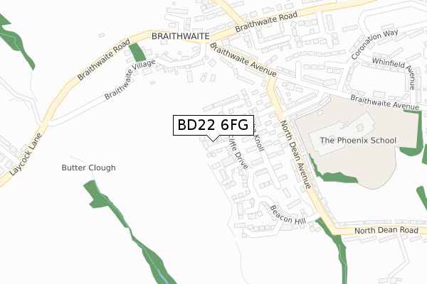 BD22 6FG map - large scale - OS Open Zoomstack (Ordnance Survey)