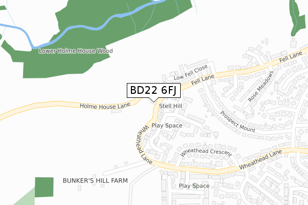 BD22 6FJ map - large scale - OS Open Zoomstack (Ordnance Survey)