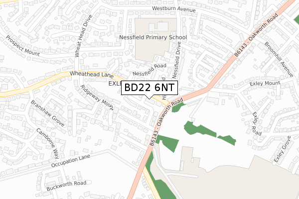 BD22 6NT map - large scale - OS Open Zoomstack (Ordnance Survey)