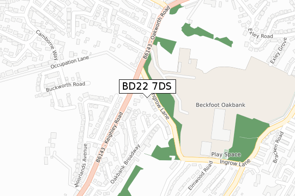 BD22 7DS map - large scale - OS Open Zoomstack (Ordnance Survey)