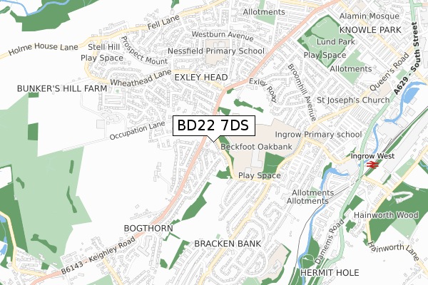 BD22 7DS map - small scale - OS Open Zoomstack (Ordnance Survey)