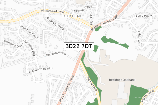 BD22 7DT map - large scale - OS Open Zoomstack (Ordnance Survey)