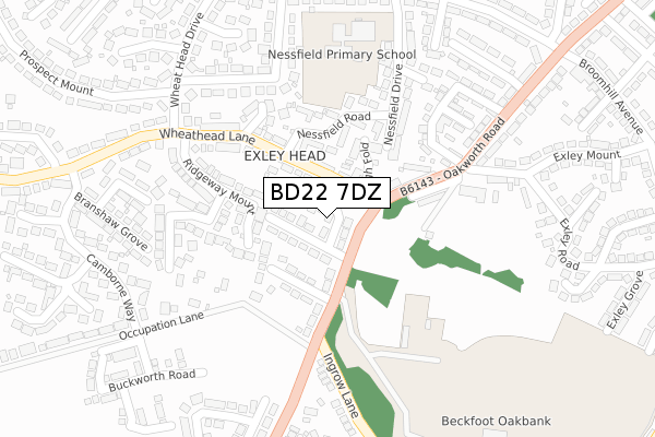 BD22 7DZ map - large scale - OS Open Zoomstack (Ordnance Survey)