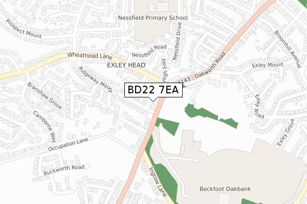 BD22 7EA map - large scale - OS Open Zoomstack (Ordnance Survey)