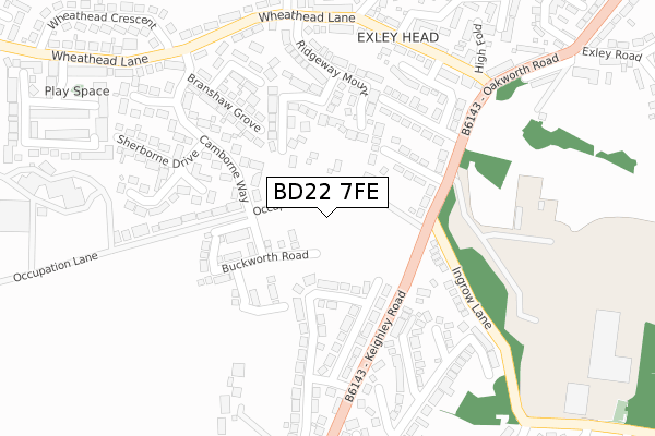 BD22 7FE map - large scale - OS Open Zoomstack (Ordnance Survey)