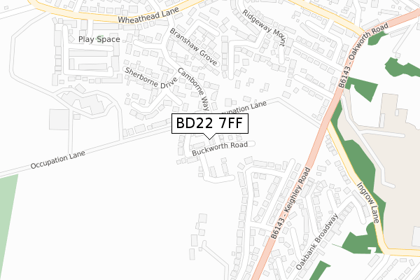 BD22 7FF map - large scale - OS Open Zoomstack (Ordnance Survey)