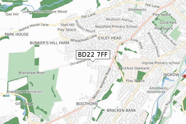 BD22 7FF map - small scale - OS Open Zoomstack (Ordnance Survey)