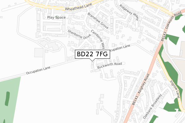 BD22 7FG map - large scale - OS Open Zoomstack (Ordnance Survey)