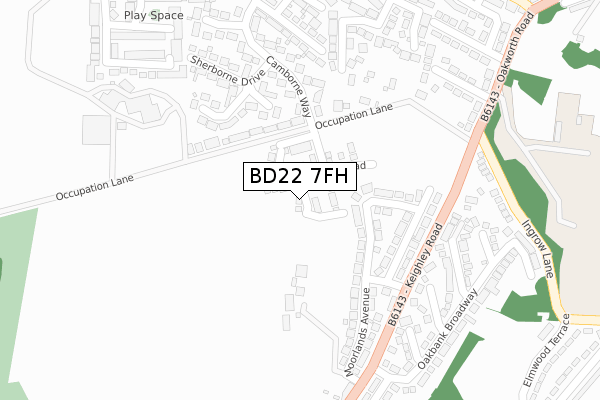 BD22 7FH map - large scale - OS Open Zoomstack (Ordnance Survey)