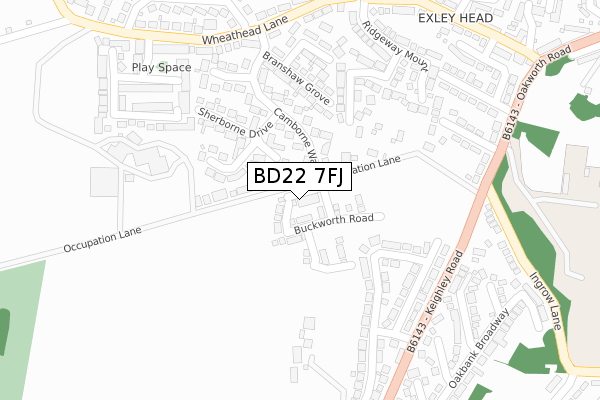 BD22 7FJ map - large scale - OS Open Zoomstack (Ordnance Survey)