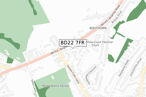 BD22 7FR map - large scale - OS Open Zoomstack (Ordnance Survey)