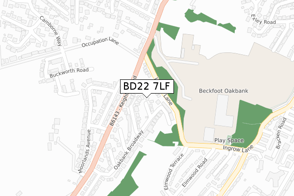 BD22 7LF map - large scale - OS Open Zoomstack (Ordnance Survey)