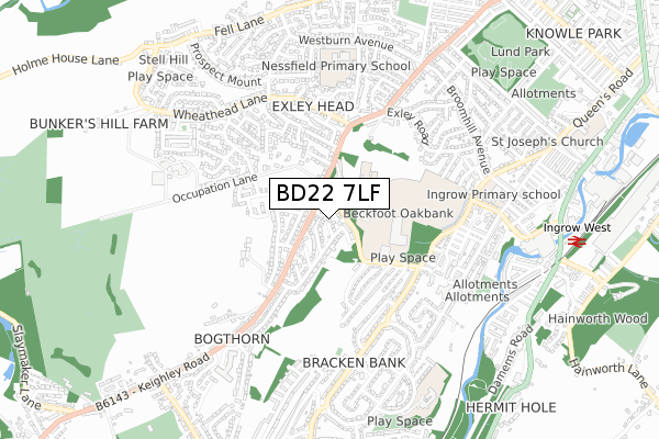 BD22 7LF map - small scale - OS Open Zoomstack (Ordnance Survey)