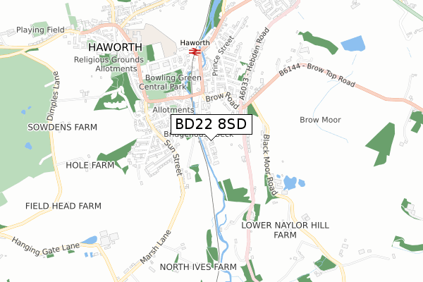 BD22 8SD map - small scale - OS Open Zoomstack (Ordnance Survey)