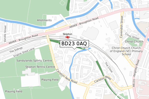 BD23 0AQ map - large scale - OS Open Zoomstack (Ordnance Survey)