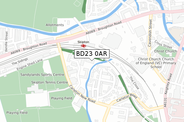 BD23 0AR map - large scale - OS Open Zoomstack (Ordnance Survey)