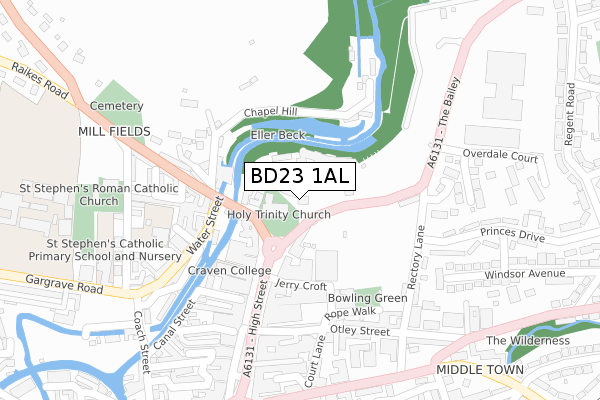 BD23 1AL map - large scale - OS Open Zoomstack (Ordnance Survey)