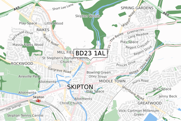 BD23 1AL map - small scale - OS Open Zoomstack (Ordnance Survey)