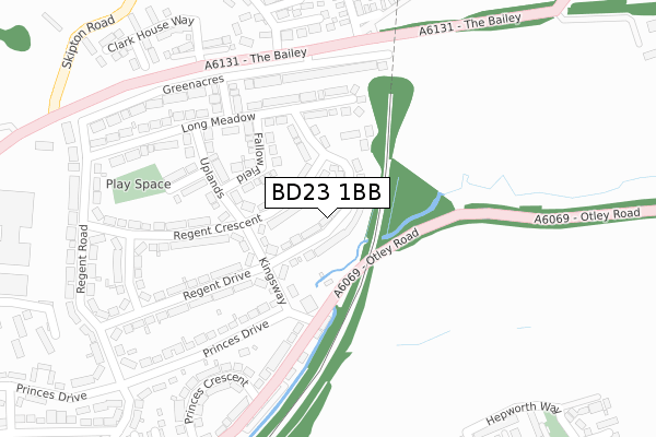 BD23 1BB map - large scale - OS Open Zoomstack (Ordnance Survey)