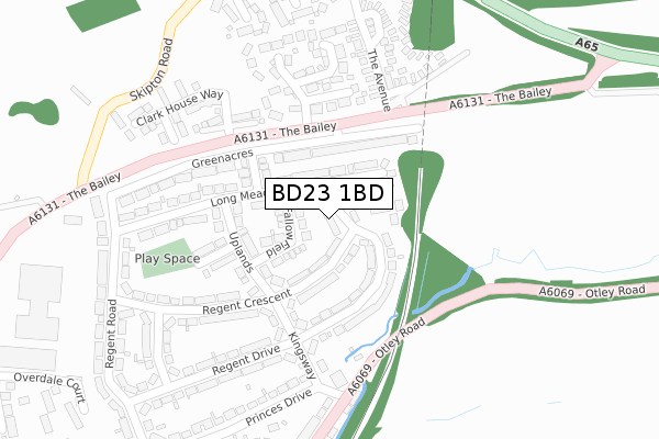 BD23 1BD map - large scale - OS Open Zoomstack (Ordnance Survey)